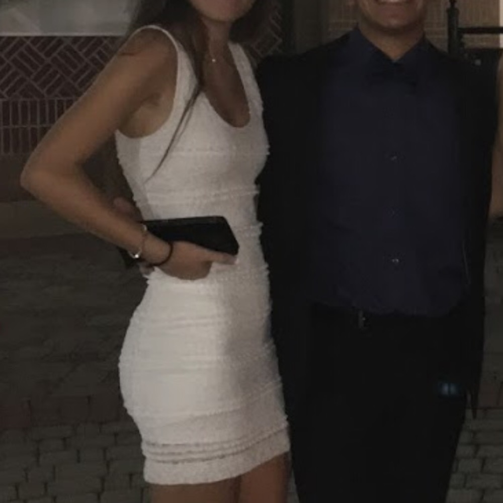 White lace body con dress